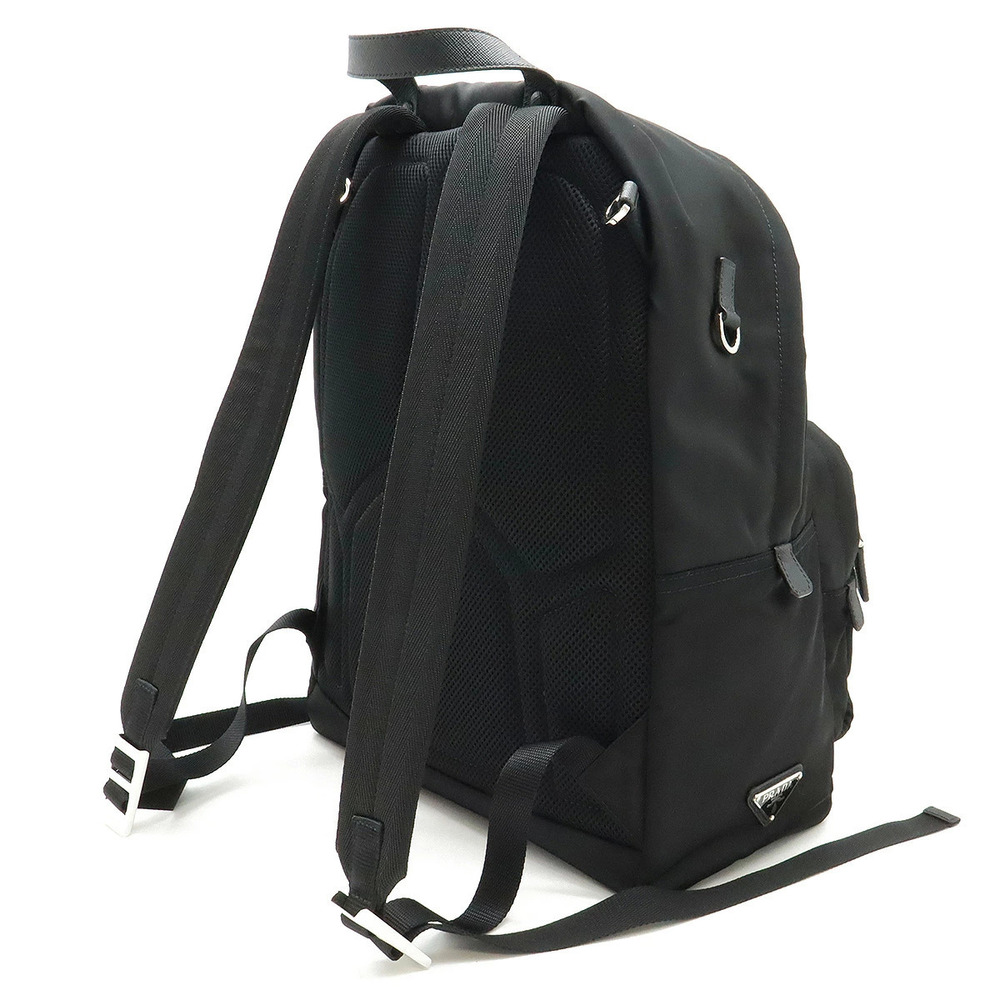 Prada Nero MONTAG Leather Triangle Black Black TESSUTO Backpack Black